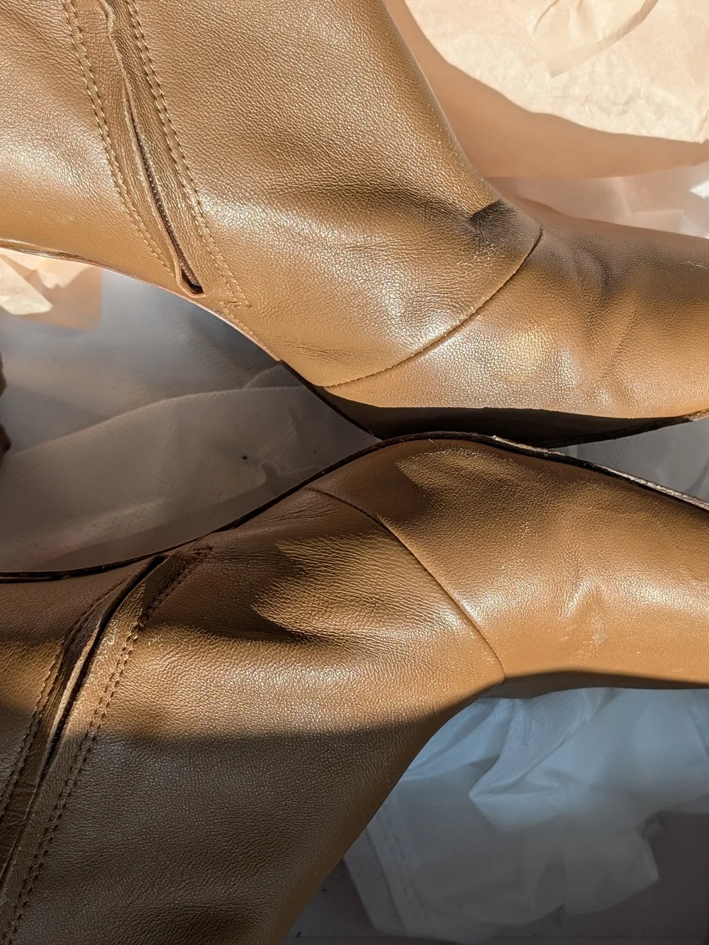 Loeffler Randall Tan Lambskin Kitten heel Boots